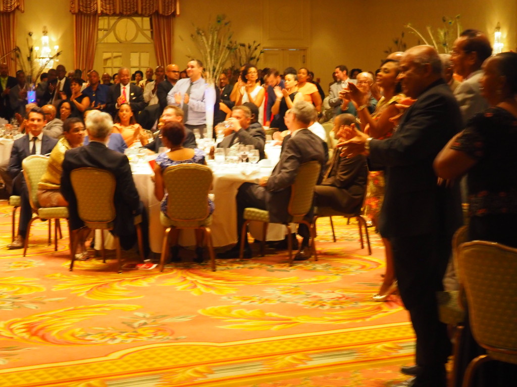 Unimpressed: Guests from the ruling One Bermuda Alliance weren't feeling the love for Dr Brown at Friday night's annual Labour Day banquet. While the vast majority of the filled to capacity Poinciana ballroom gave the former Premier a standing ovation for his "bamboozled" speech, the delegation led by Premier Michael Dunkley remained firmly ensconced in their seats.